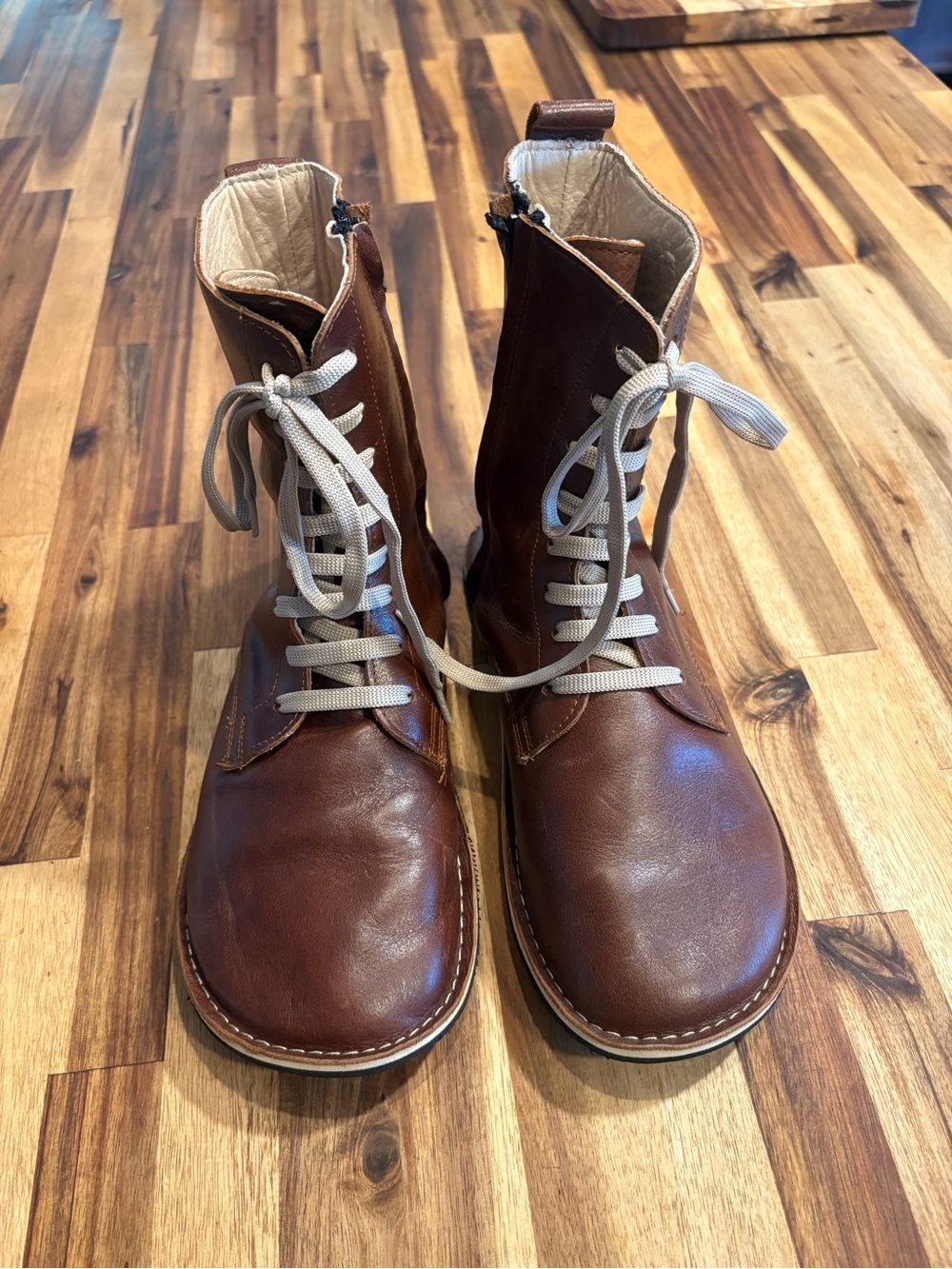 Ruby Barefoot Women's Faux Lace-Up Brown Leather Boots